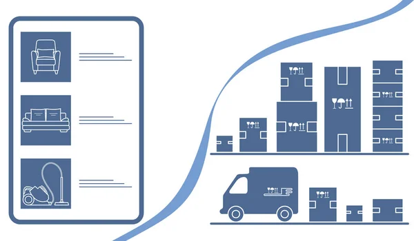 Order goods online Warehouse delivery Online store — Stock Vector