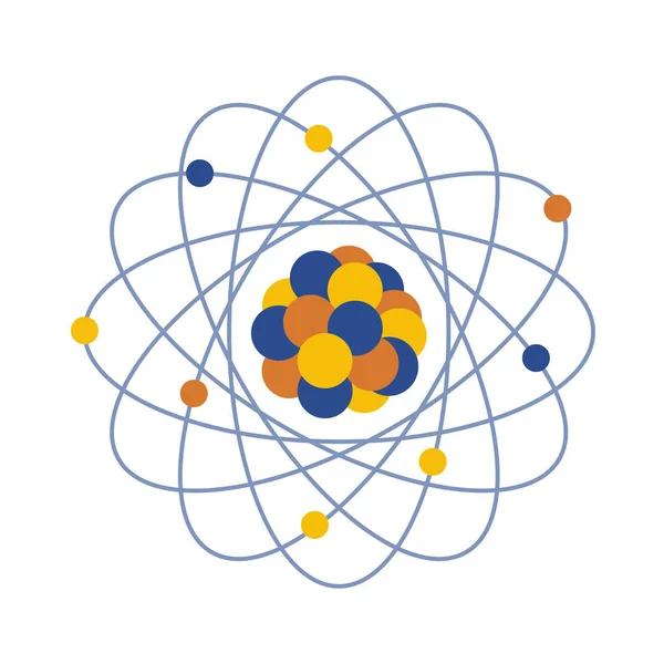 Estructura atómica. Día de la ciencia. Educación. Energía nuclear — Archivo Imágenes Vectoriales
