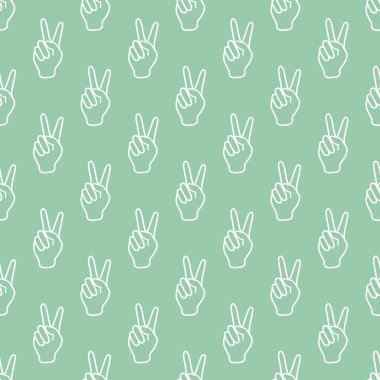 Zafer işareti olan desen. Elin hareketi.