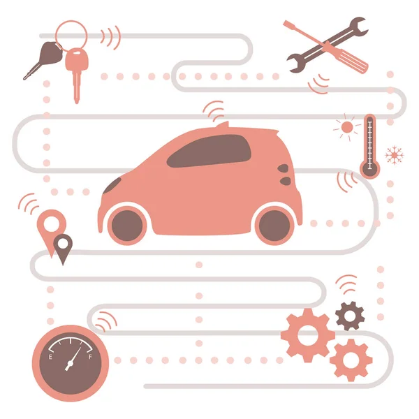 Akıllı sürücüsüz araba Yeni ulaşım teknolojileri — Stok Vektör