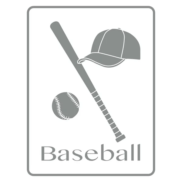 Bate de béisbol, pelota, gorra. Ilustración del vector deportivo — Vector de stock