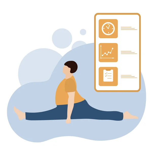 Persone sport smartphone yoga app stile di vita sano — Vettoriale Stock