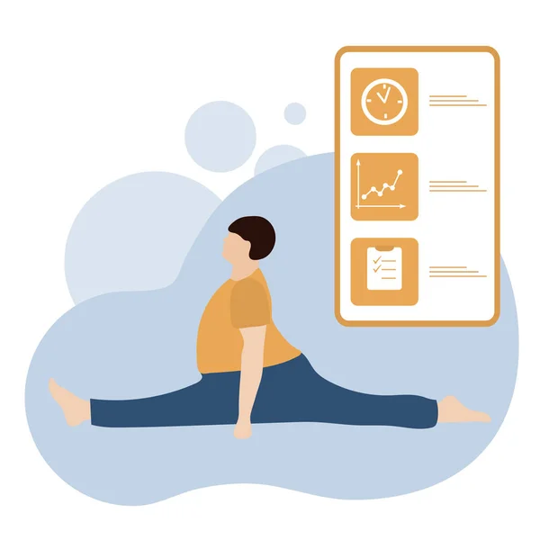 Menschen Sport Smartphone Yoga App gesunder Lebensstil — Stockvektor