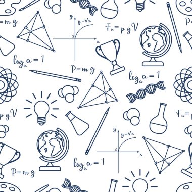 Bilimsel, eğitici vektör Dikişsiz desen.