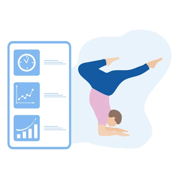 Menschen Sport Smartphone Yoga App gesunder Lebensstil — Stockvektor