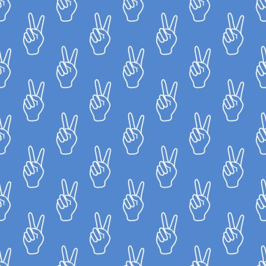 Zafer işareti olan desen. Elin hareketi.