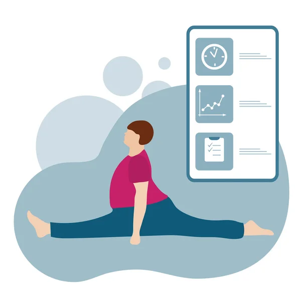 Menschen Sport Smartphone Yoga App gesunder Lebensstil — Stockvektor