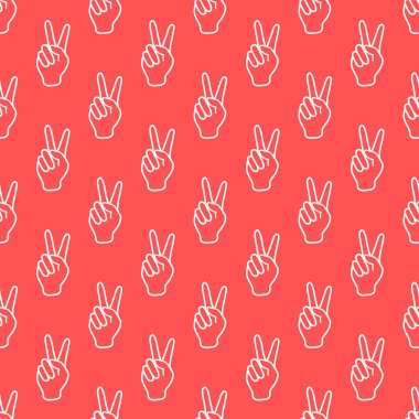 Zafer işareti olan desen. Elin hareketi.