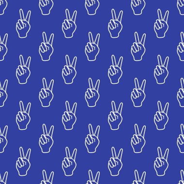 Zafer işareti olan desen. Elin hareketi.