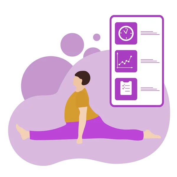 Mensen sport smartphone yoga app gezonde levensstijl — Stockvector