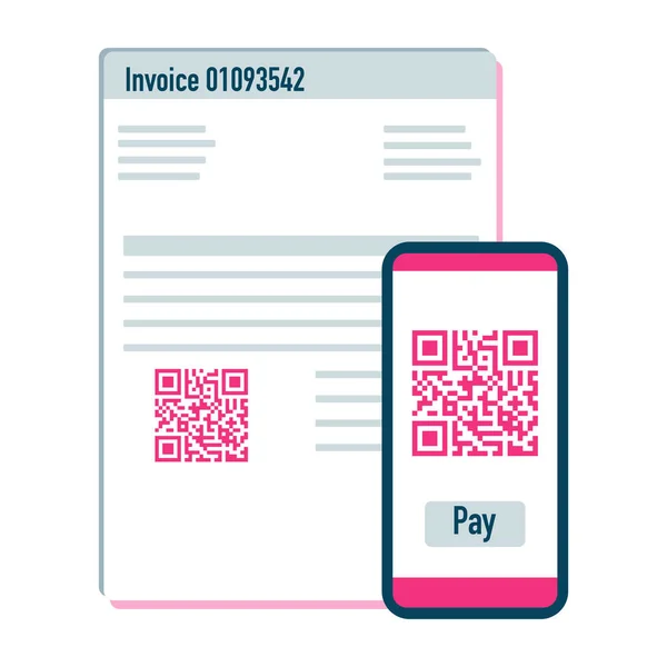 Phone scan qr code for payment invoice. Vector