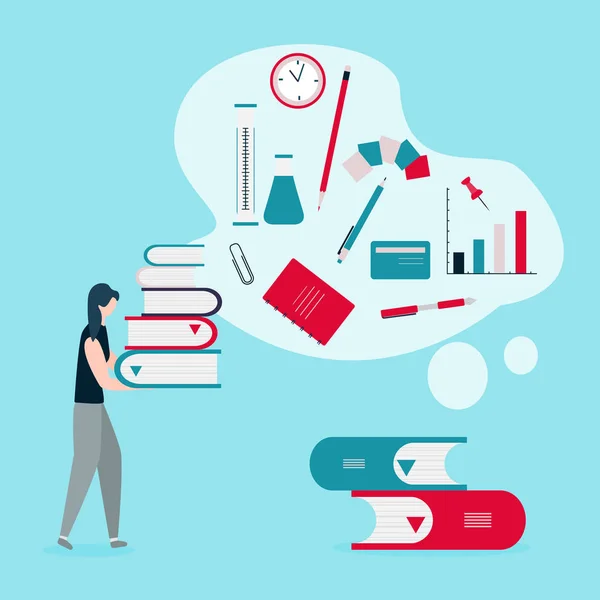 İnsanlar, kitaplar. Öğrenme, eğitim. Vektör