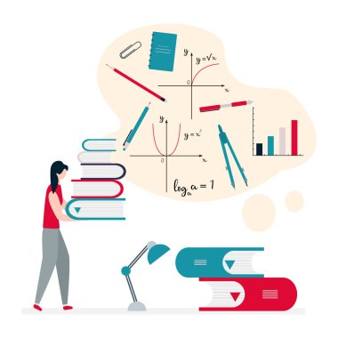 İnsanlar, kitaplar. Öğrenme, eğitim. Vektör