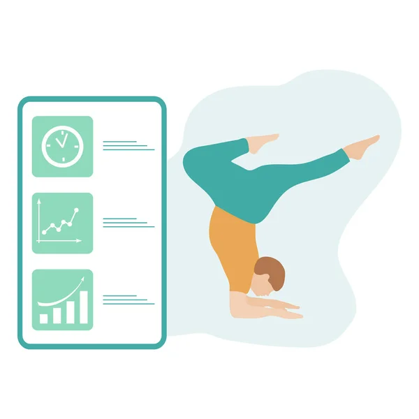 Gente deporte smartphone yoga aplicación Vida sana — Vector de stock