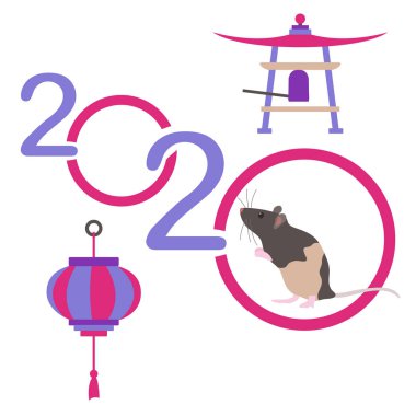 2020 Çin takviminin mutlu yeni yıl Rat sembolü
