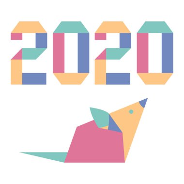 Yeni yıl Rat sembolü 2020 Çince takvim origami