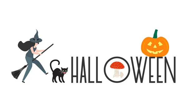 Strašidelné elementy pro Halloween 2020. Karta strany — Stockový vektor