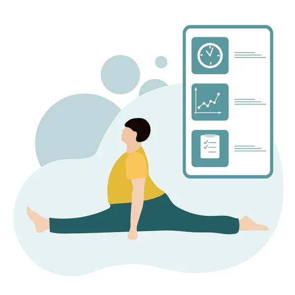 Menschen Sport Smartphone Yoga App gesunder Lebensstil — Stockvektor