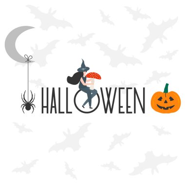 Halloween 2020 için Creepy elemanları. Parti kartı