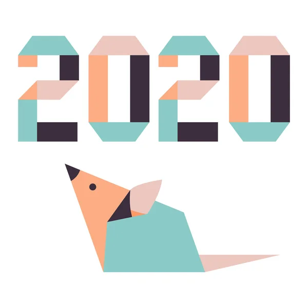 New year Rat symbol 2020 Chinese calendar origami — Stock Vector
