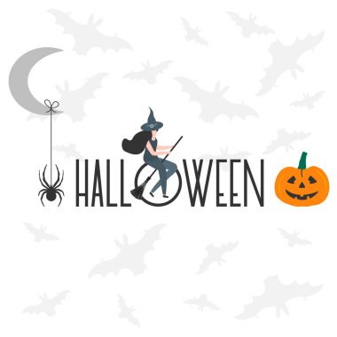 Halloween 2020 için Creepy elemanları. Parti kartı
