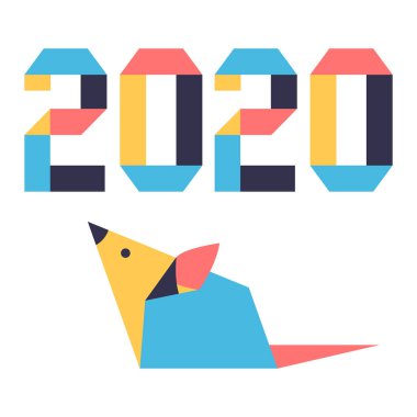 Yeni yıl Rat sembolü 2020 Çince takvim origami