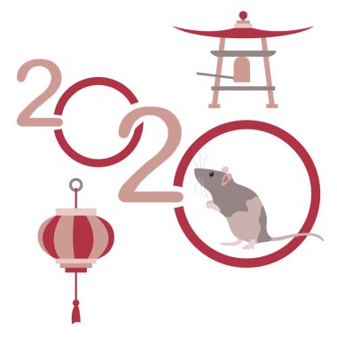 2020 Çin takviminin mutlu yeni yıl Rat sembolü
