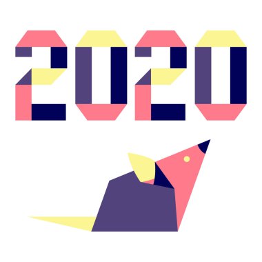 Yeni yıl Rat sembolü 2020 Çince takvim origami