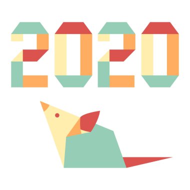 Yeni yıl Rat sembolü 2020 Çince takvim origami