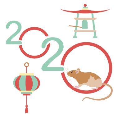 2020 Çin takviminin mutlu yeni yıl Rat sembolü