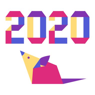Yeni yıl Rat sembolü 2020 Çince takvim origami