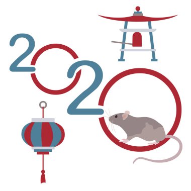 2020 Çin takviminin mutlu yeni yıl Rat sembolü
