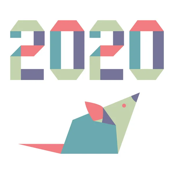 Новогодний символ Крысы 2020 Китайский календарь оригами — стоковый вектор