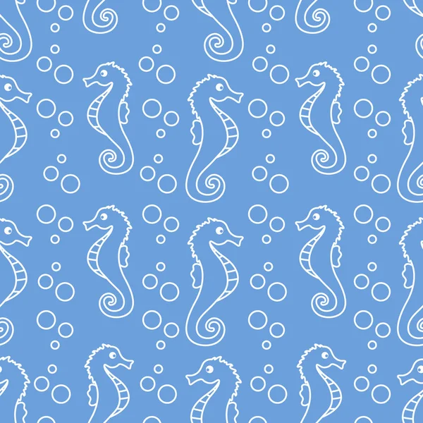 Vektor sömlösa mönster med sjöhästar, bubblor — Stock vektor