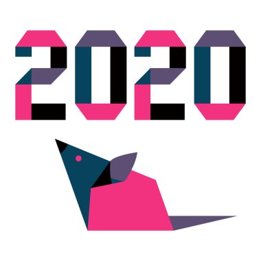Yeni yıl Rat sembolü 2020 Çince takvim origami
