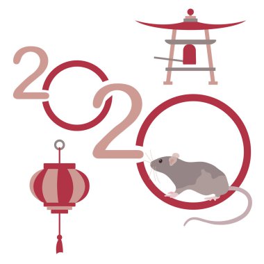2020 Çin takviminin mutlu yeni yıl Rat sembolü