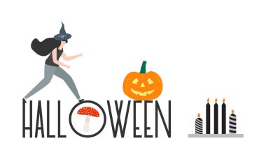 Halloween 2020 için Creepy elemanları. Parti kartı