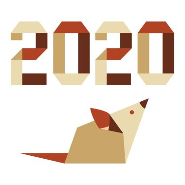 Yeni yıl Rat sembolü 2020 Çince takvim origami