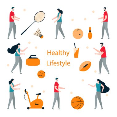 Insanlar. Spor. Fitness uygulaması. sağlıklı yaşam
