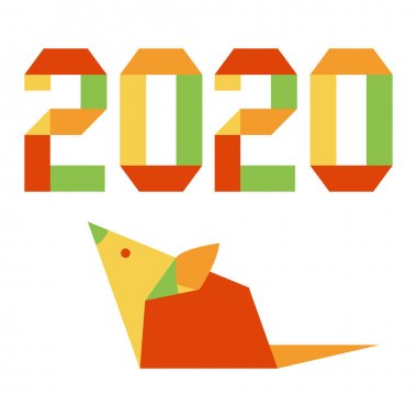 Yeni yıl Rat sembolü 2020 Çince takvim origami