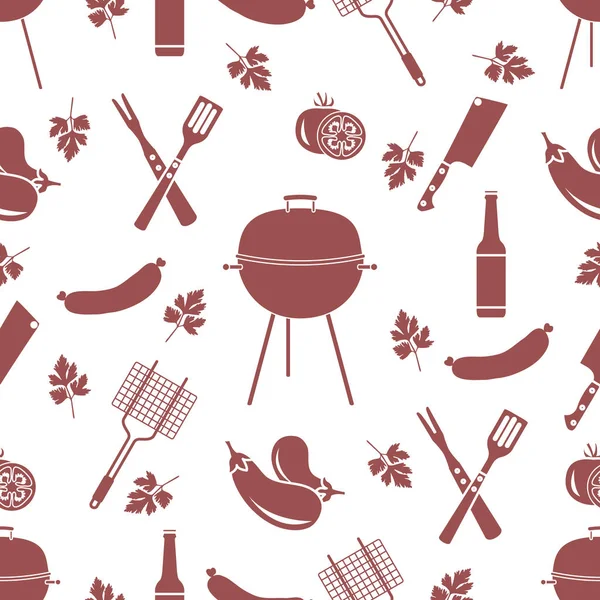 Seamless mönster med grill, grill verktyg. BBQ — Stock vektor