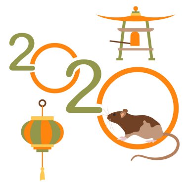2020 Çin takviminin mutlu yeni yıl Rat sembolü