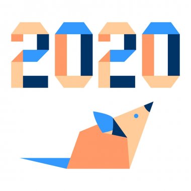Yeni yıl Rat sembolü 2020 Çince takvim origami