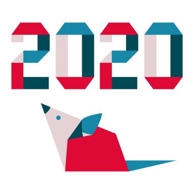 Yeni yıl Rat sembolü 2020 Çince takvim origami