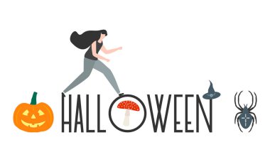 Halloween 2020 için Creepy elemanları. Parti kartı