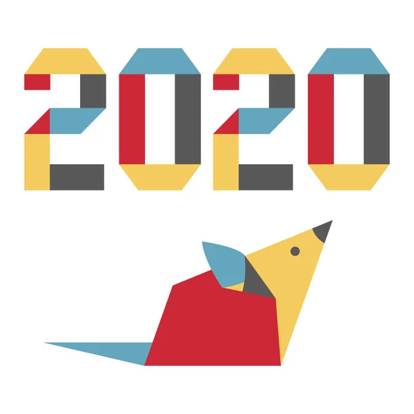 Новогодний символ Крысы 2020 Китайский календарь оригами — стоковый вектор