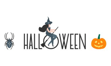 Halloween 2020 için Creepy elemanları. Parti kartı