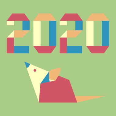 Yeni yıl Rat sembolü 2020 Çince takvim origami
