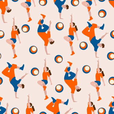 Dans eden insanlarla vektör Dikişsiz desen