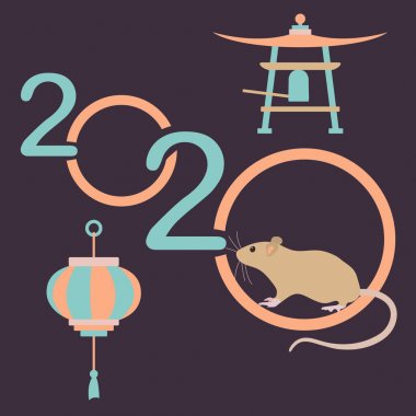 2020 Çin takviminin mutlu yeni yıl Rat sembolü